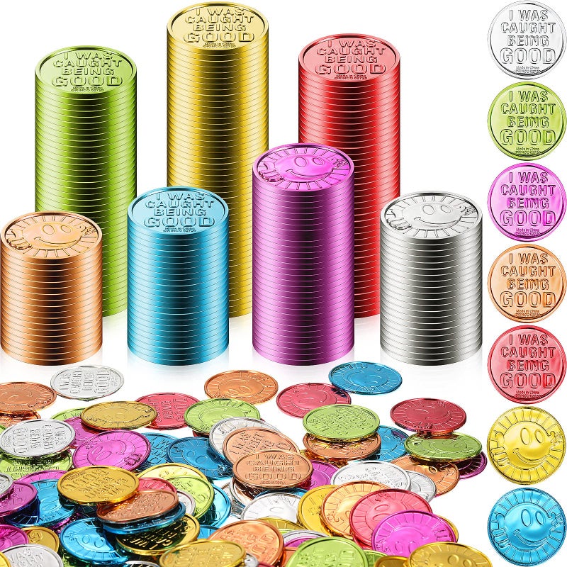 Zubebe 800 Pcs Behavior Tokens Bulk Caught being Good Incentive Coins Reward Behavior Tokens for Kids Colorful Plastic Coins School Teacher Reward and Prize Supplies Reward Play Counting Party Favors - Image 1